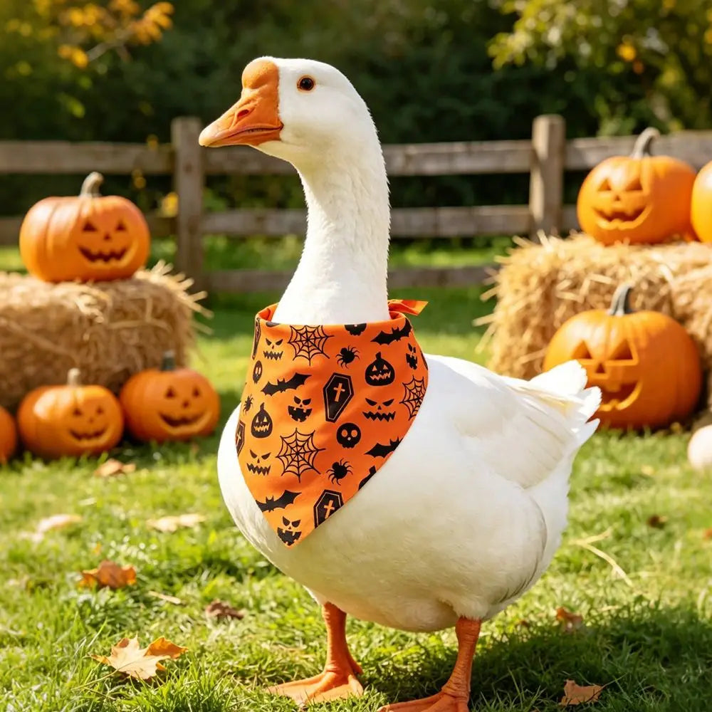 Ghost and Pumpkin Halloween Bandana for Dogs and Cats
