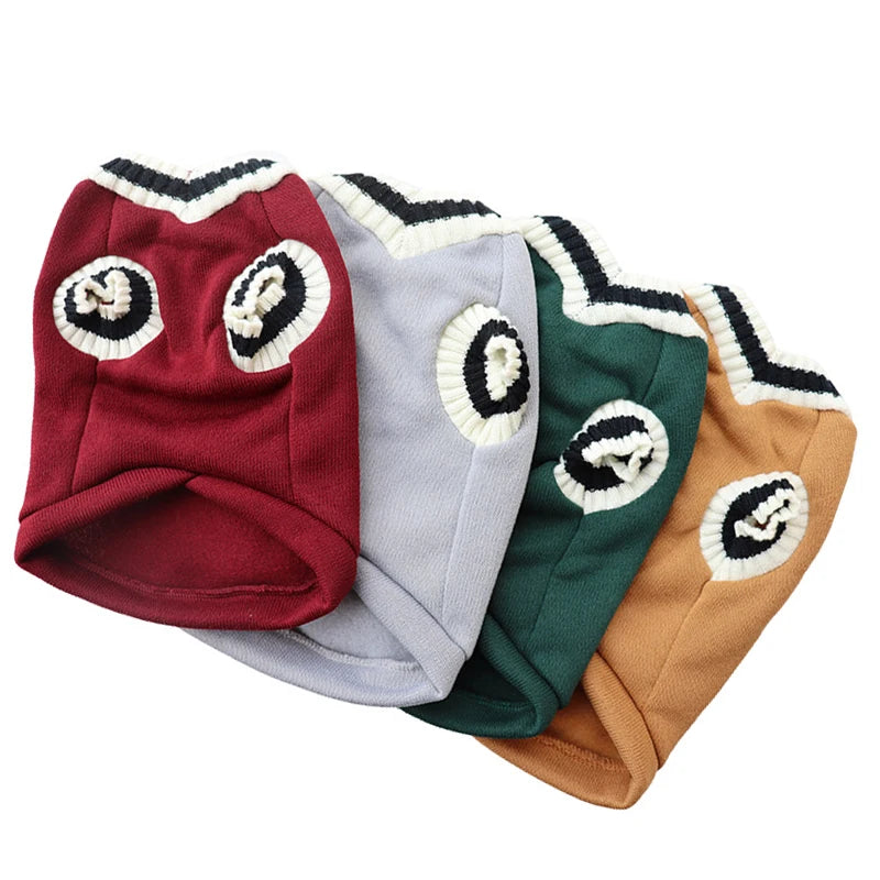 Winter Warm Dog Sweater College Style V-neck Knitwear Coat | Dog Clothes