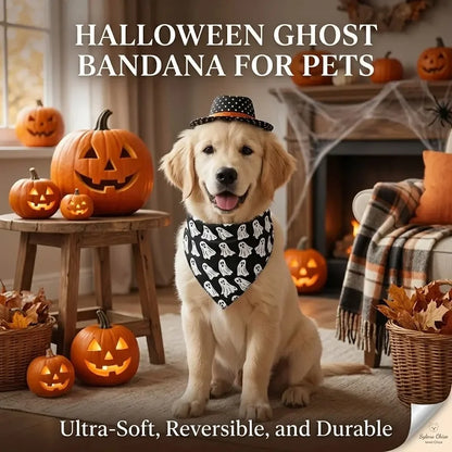 Ghost Print Halloween Bandana for Small Dogs and Cats