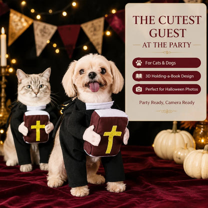 Dog Priest Costume with Bible Prop for Halloween