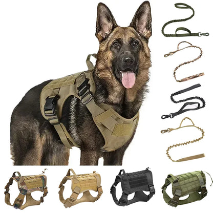 Conjuntos de arneses y correas tácticos para perros medianos y grandes y collares para perros