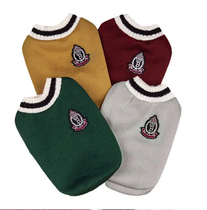 Winter Warm Dog Sweater College Style V-neck Knitwear Coat | Dog Clothes