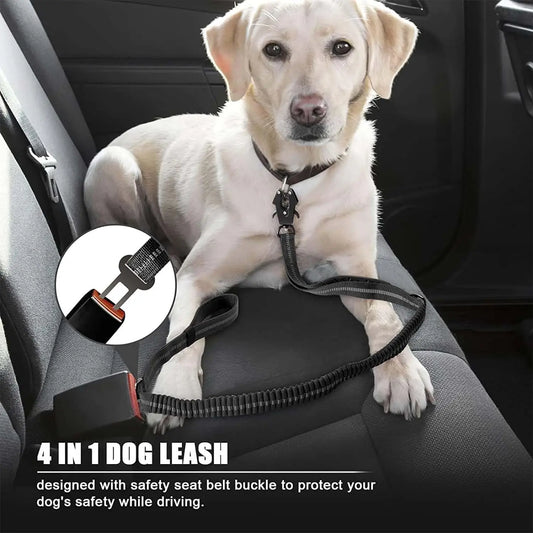 Cinturón de seguridad para coche para perros 2 en 1 de alta resistencia con hebilla elástica y correa