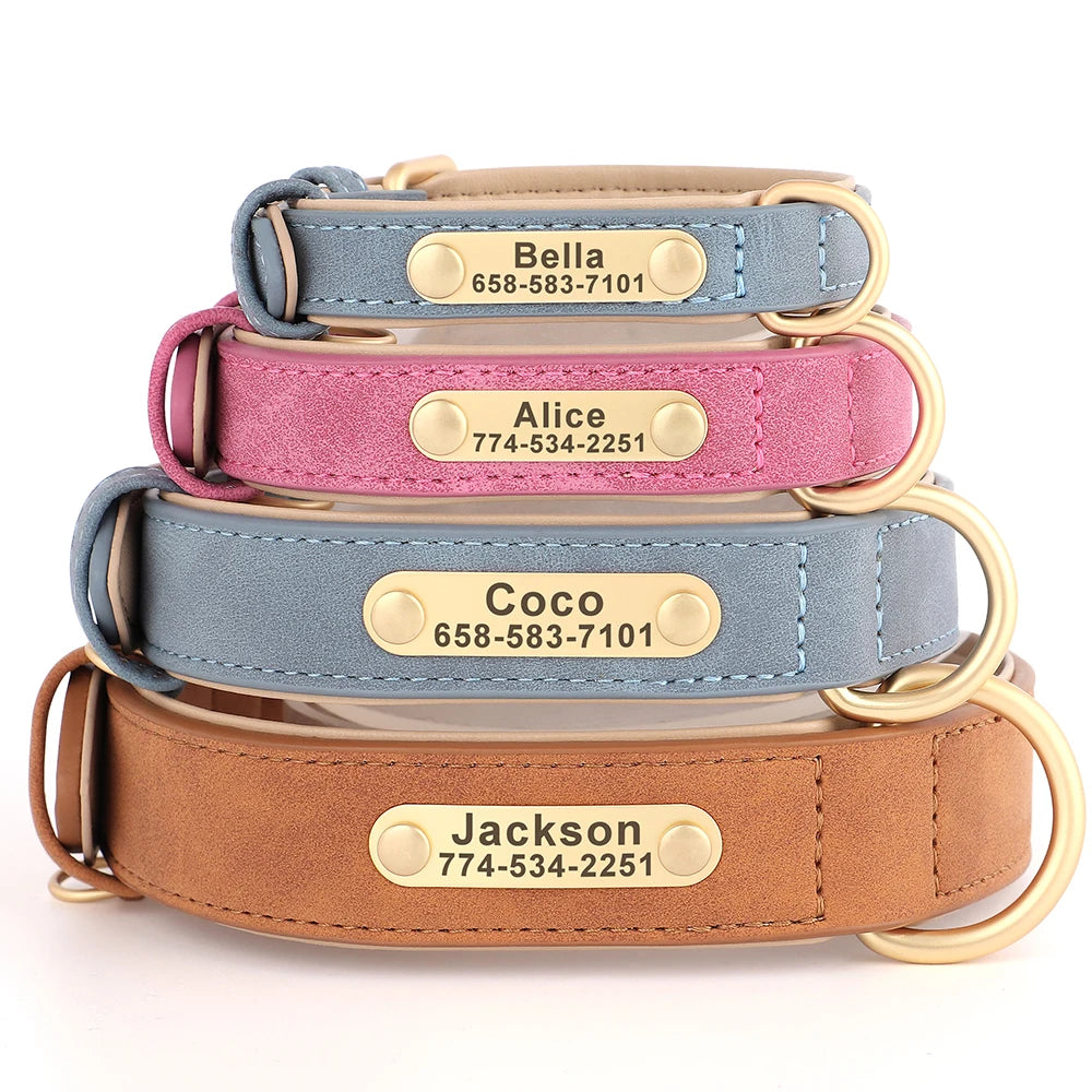 Personalized Dog Collars with Name Customizable ID Tag Nameplate