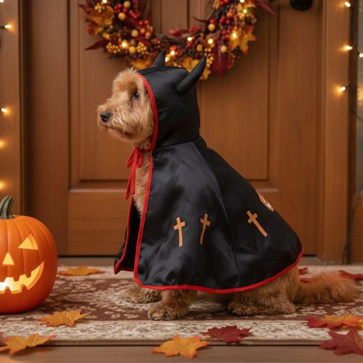 Pumpkin Cape Halloween Costume for Dogs and Cats