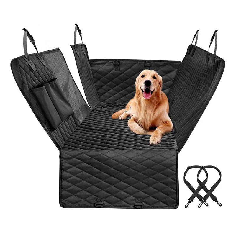 Waterproof Car Back Seat Cover for Dogs with 2 Storage Pockets – Pet Hammock Protector