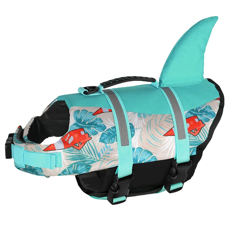 Mermaid & Shark Dog Life Jacket – Super Buoyancy with Handle & Reflective Strips