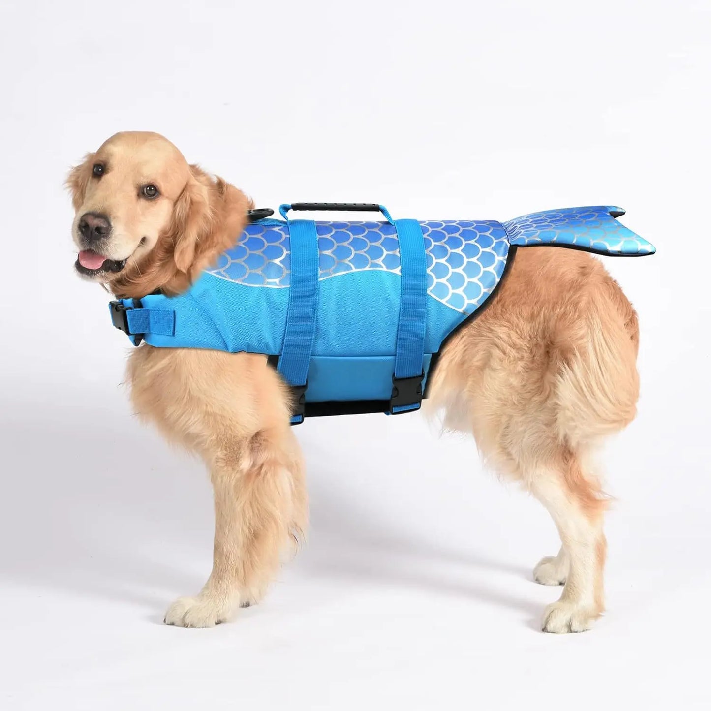 Mermaid & Shark Dog Life Jacket – Super Buoyancy with Handle & Reflective Strips