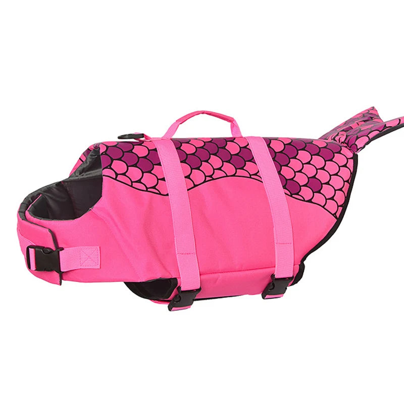 Mermaid & Shark Dog Life Jacket – Super Buoyancy with Handle & Reflective Strips
