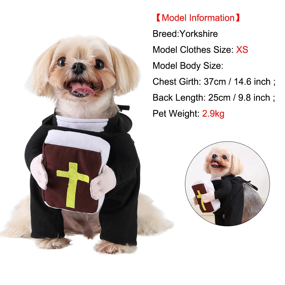 Dog Priest Costume with Bible Prop for Halloween