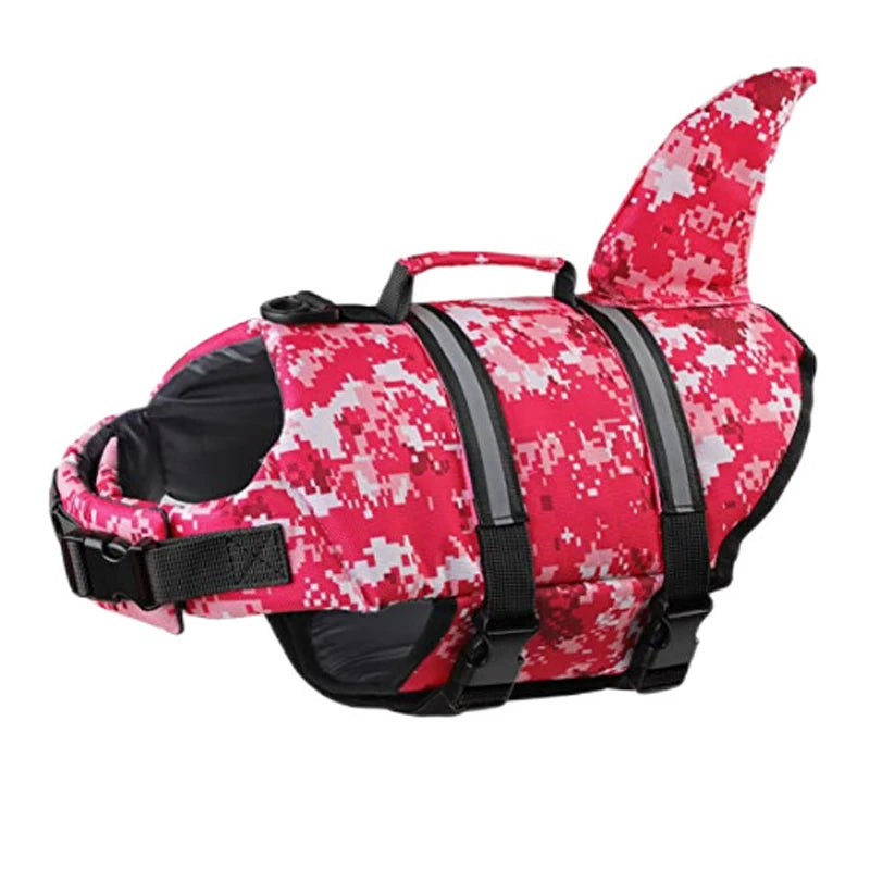 Mermaid & Shark Dog Life Jacket – Super Buoyancy with Handle & Reflective Strips