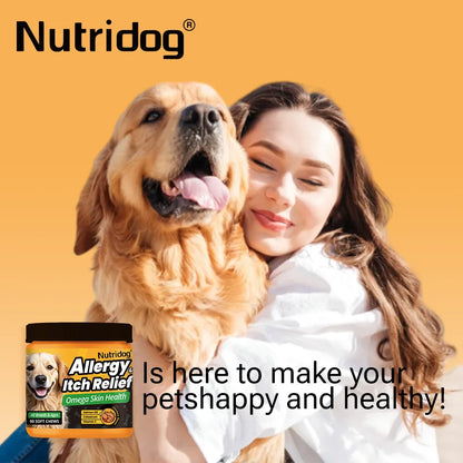 NUTRIDOG Dog Allergy Itch Relief Supplements With Omega-3 Vitamin C Support Skin Immune Health Supplement Nutrition 90 Chews - Rover Rituals