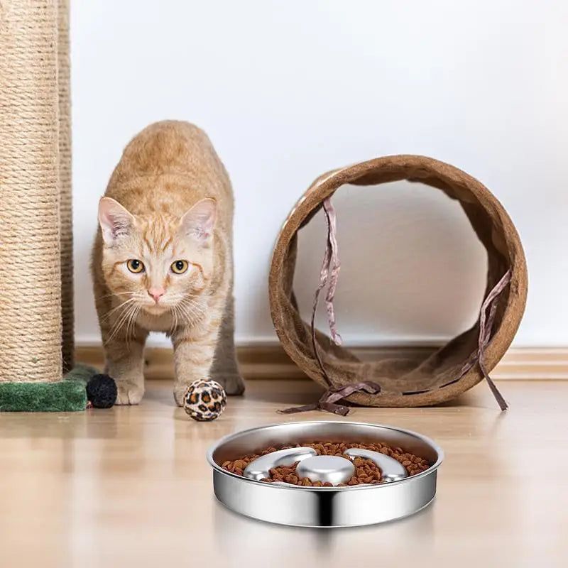 Slow Feeder Dog Bowl Stainless Steel