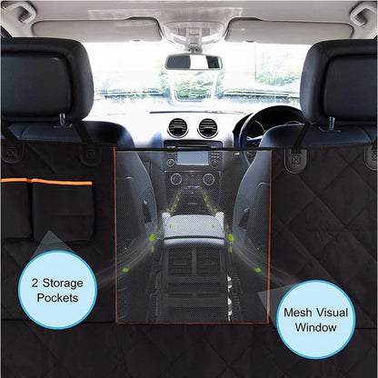 Waterproof Car Back Seat Cover for Dogs with 2 Storage Pockets – Pet Hammock Protector