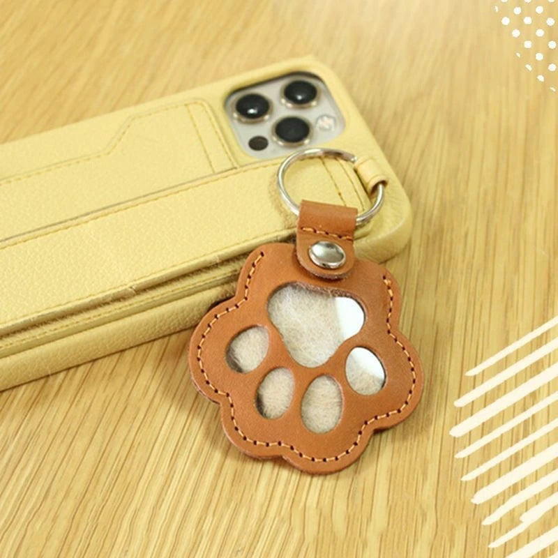 CheriFur Pet Hair Dog Memorial Gift Keychain Leather Keepsake
