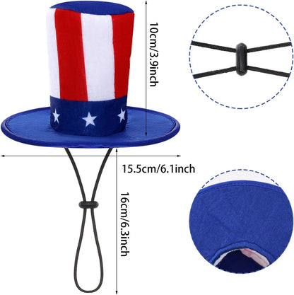 4th of July Dog Top Hat & Bow Tie Collar Set | Patriotic Pet Costume