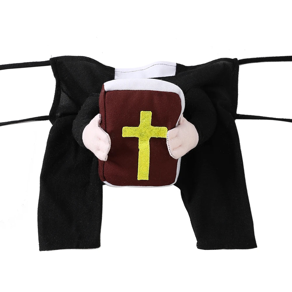 Dog Priest Costume with Bible Prop for Halloween