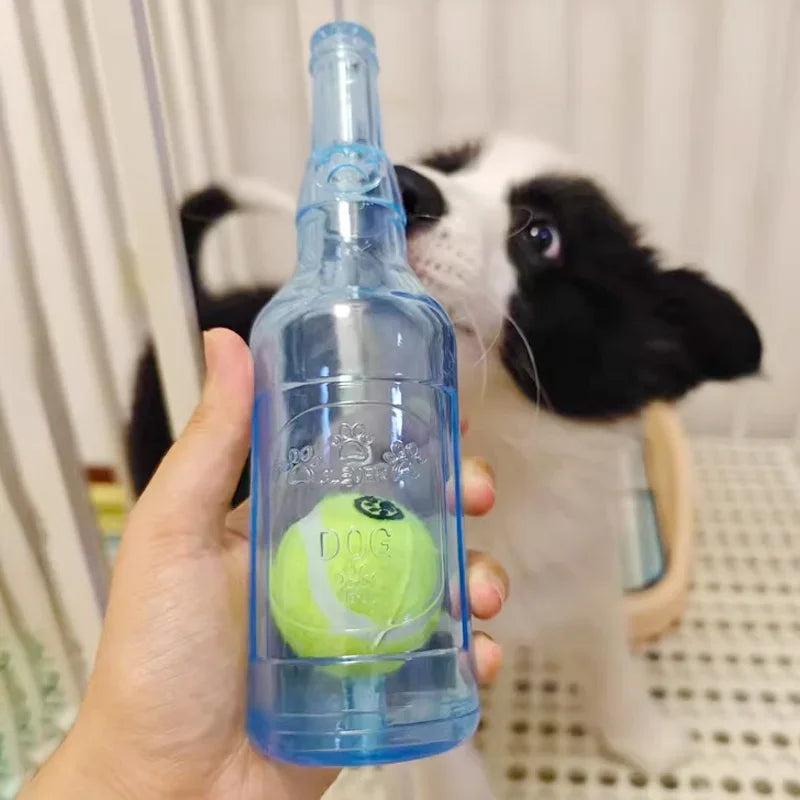 Squeaky Beer Bottle Dog Toy | Teeth Cleaning + Interactive Play