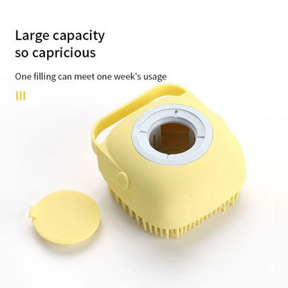 Bathing Dog Brush with shampoo dispenser | Easy Dog Grooming