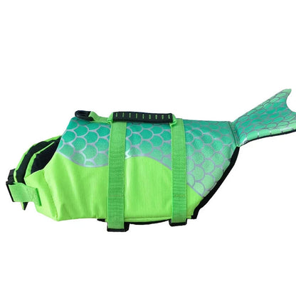Mermaid & Shark Dog Life Jacket – Super Buoyancy with Handle & Reflective Strips