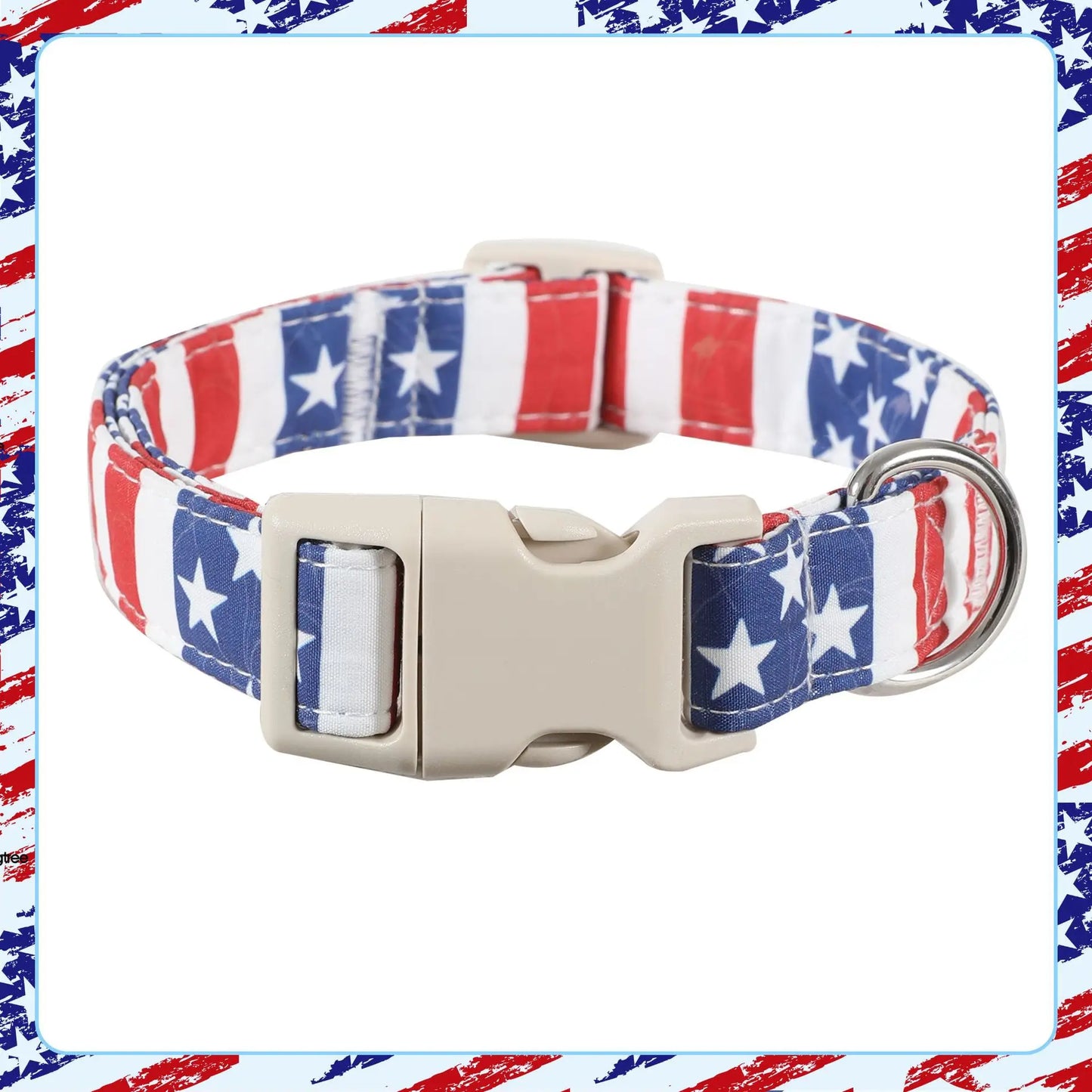 Patriotic Star Dog Collar | Soft Cotton American Flag Collar
