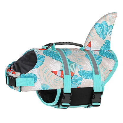 Mermaid & Shark Dog Life Jacket – Super Buoyancy with Handle & Reflective Strips