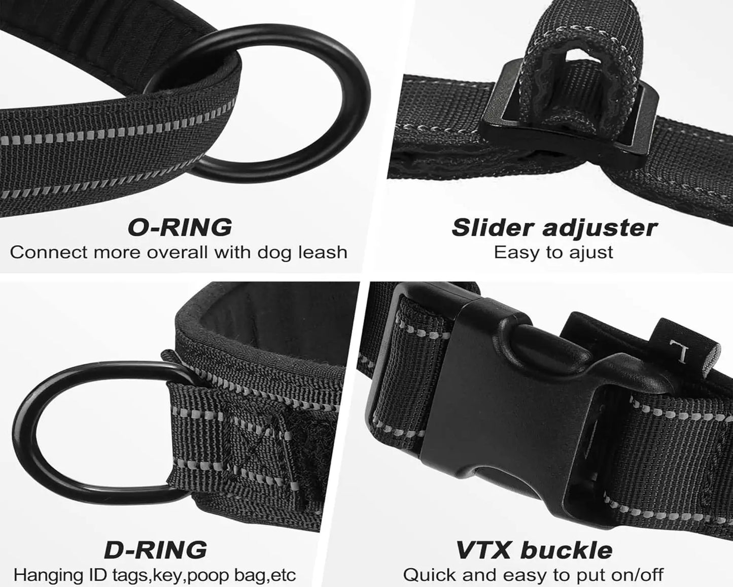 Tactical No-Pull Dog Harness – Heavy-Duty Padded Vest with Reflective Strips