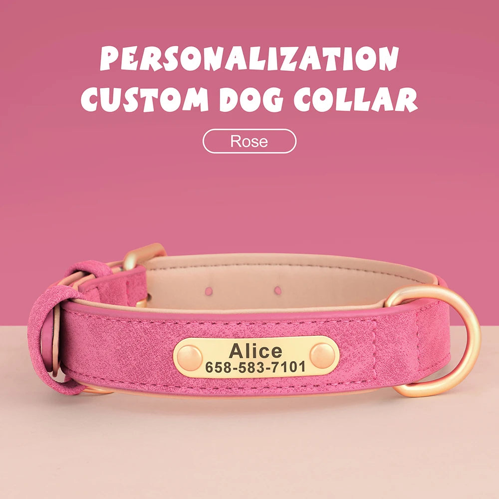 Personalized Dog Collars with Name Customizable ID Tag Nameplate
