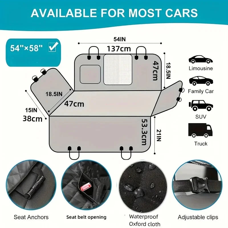 Durable Pet Car Seat Cover Hammock – Safe & Comfy Travel Cushion