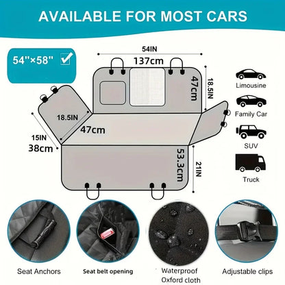 Durable Pet Car Seat Cover Hammock – Safe & Comfy Travel Cushion