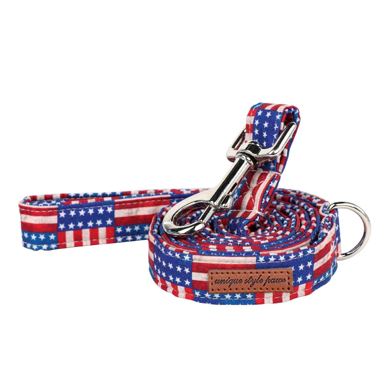 American Flag Dog Collar with Bowtie Sets | Independence Day 4th of July Pet Collar