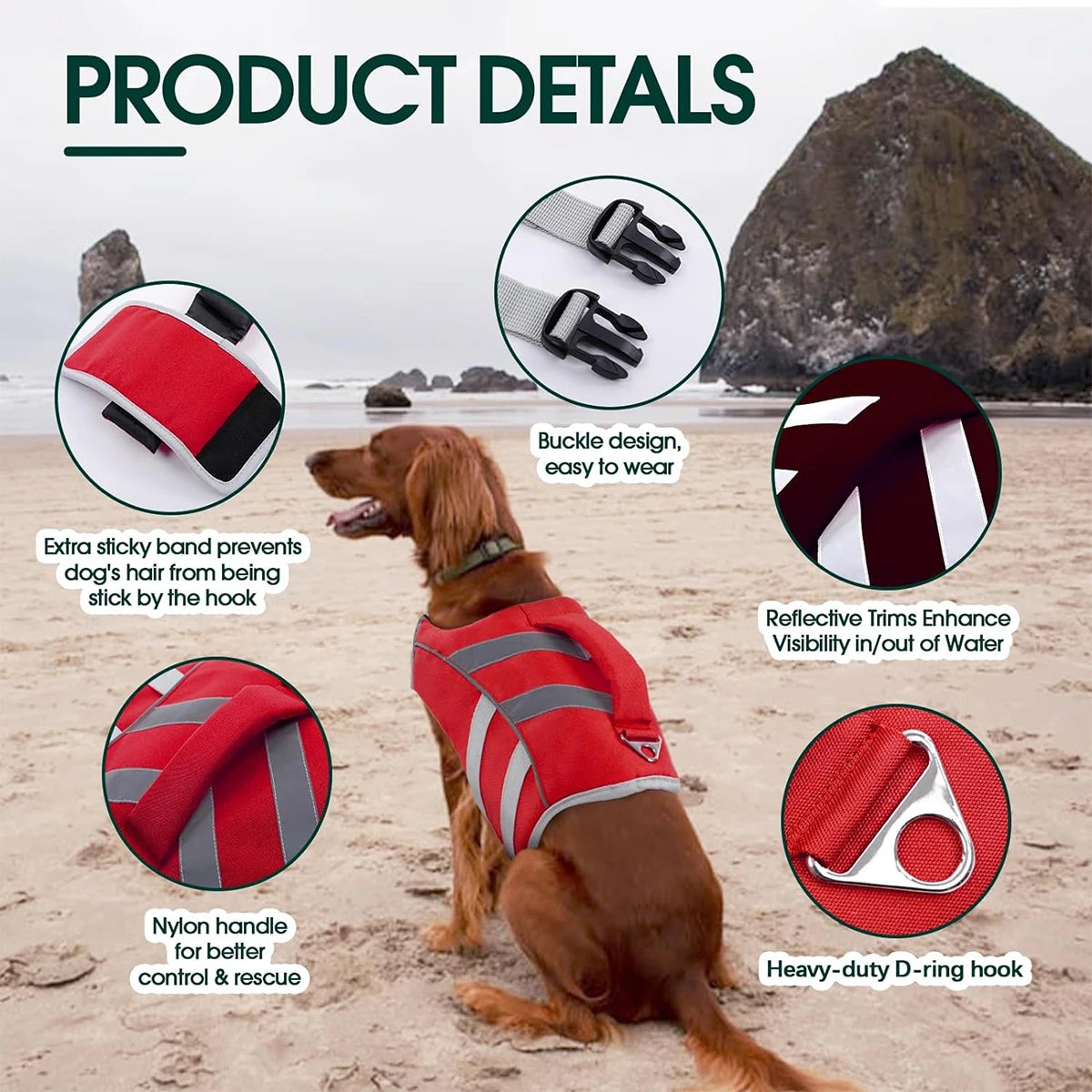 Premium Waterproof Dog Life Jacket – Reflective Safety Vest with Rescue Handle
