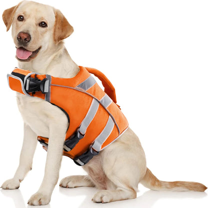 Premium Waterproof Dog Life Jacket – Reflective Safety Vest with Rescue Handle