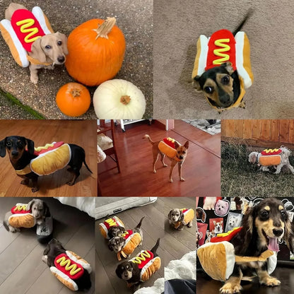 Adjustable Hot Dog Costume for Dogs and Cats