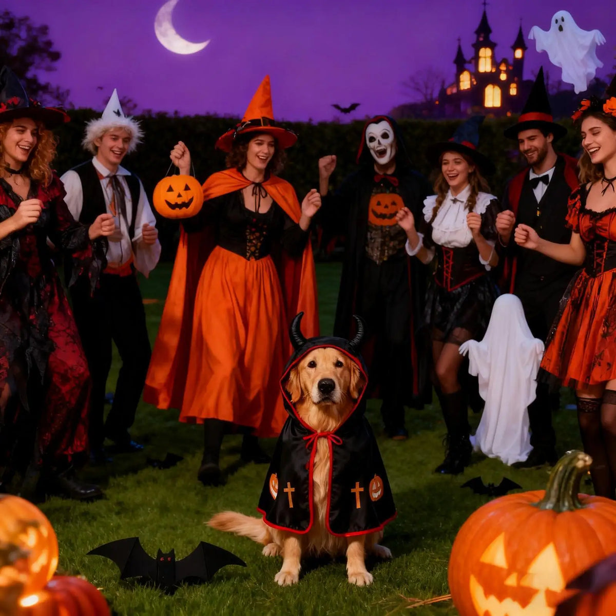 Pumpkin Cape Halloween Costume for Dogs and Cats