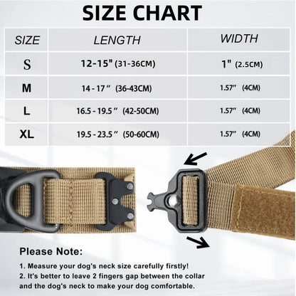 Tactical Dog Collar with AirTag Holder & Bungee Leash Set | Heavy Duty Metal Dog Collar