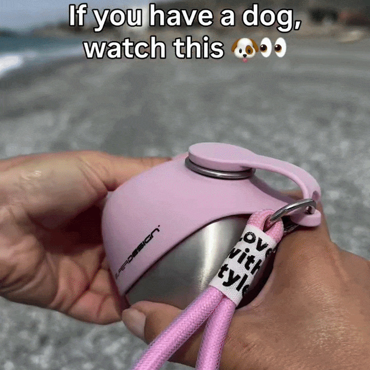 WagFlask™ Stainless Steel Dog Water Bottle with Built-In Bowl & Lanyard 285ml/9.6 floz - Rover Rituals
