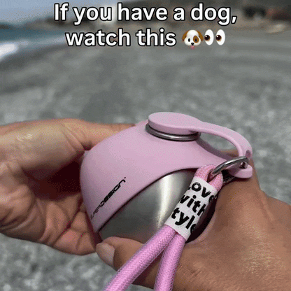 WagFlask™ Stainless Steel Dog Water Bottle with Built-In Bowl & Lanyard 285ml/9.6 floz - Rover Rituals