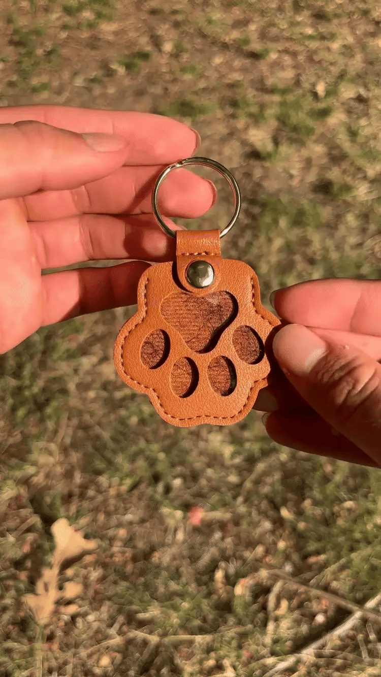 CheriFur Pet Hair Dog Memorial Gift Keychain Leather Keepsake