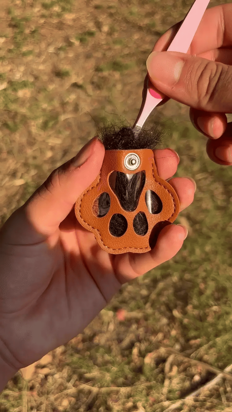 CheriFur Pet Hair Dog Memorial Gift Keychain Leather Keepsake